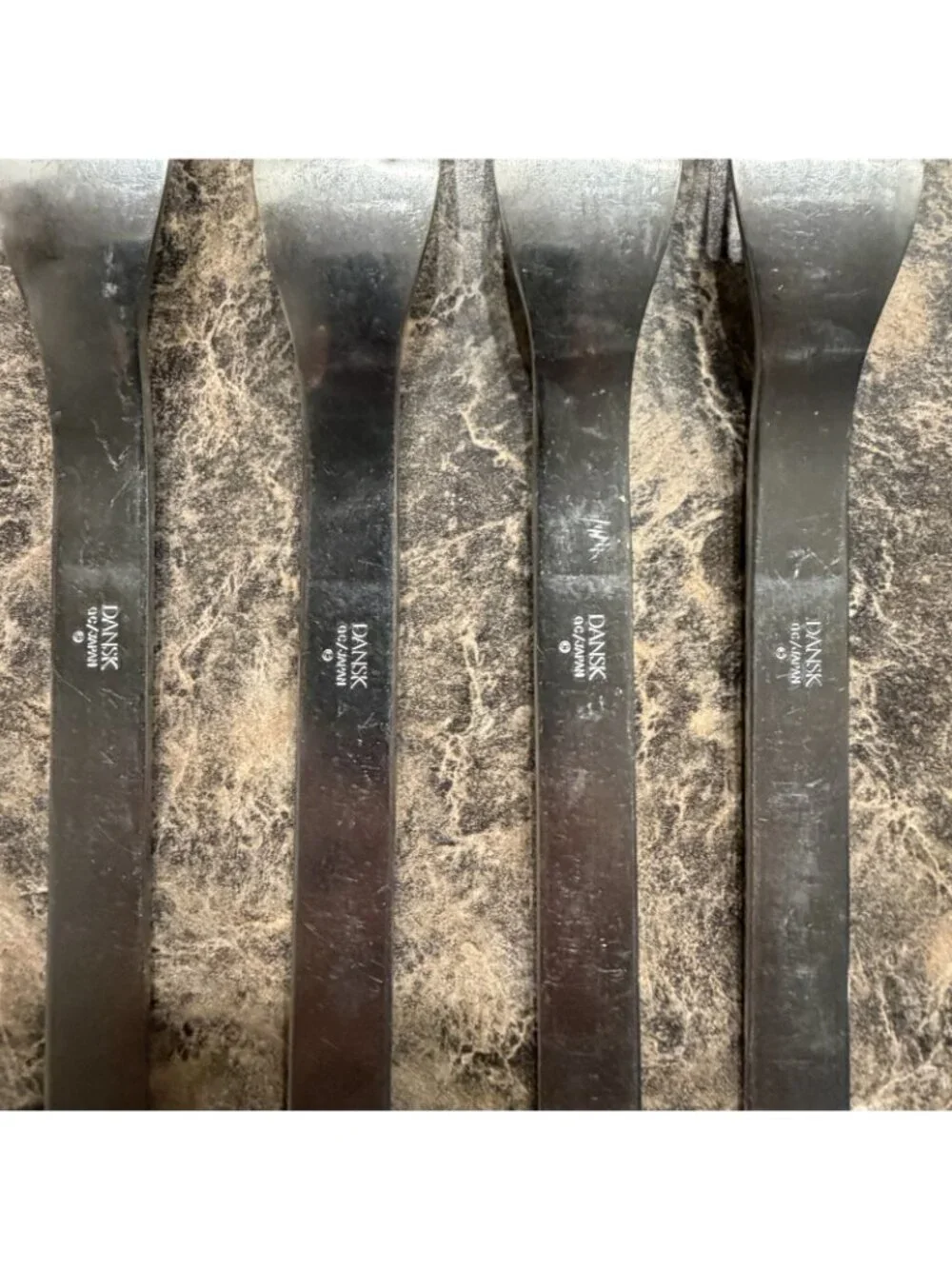 4 Dansk Thebe Stainless Salad Forks Japan Satin Ribbed Flatware Replacement